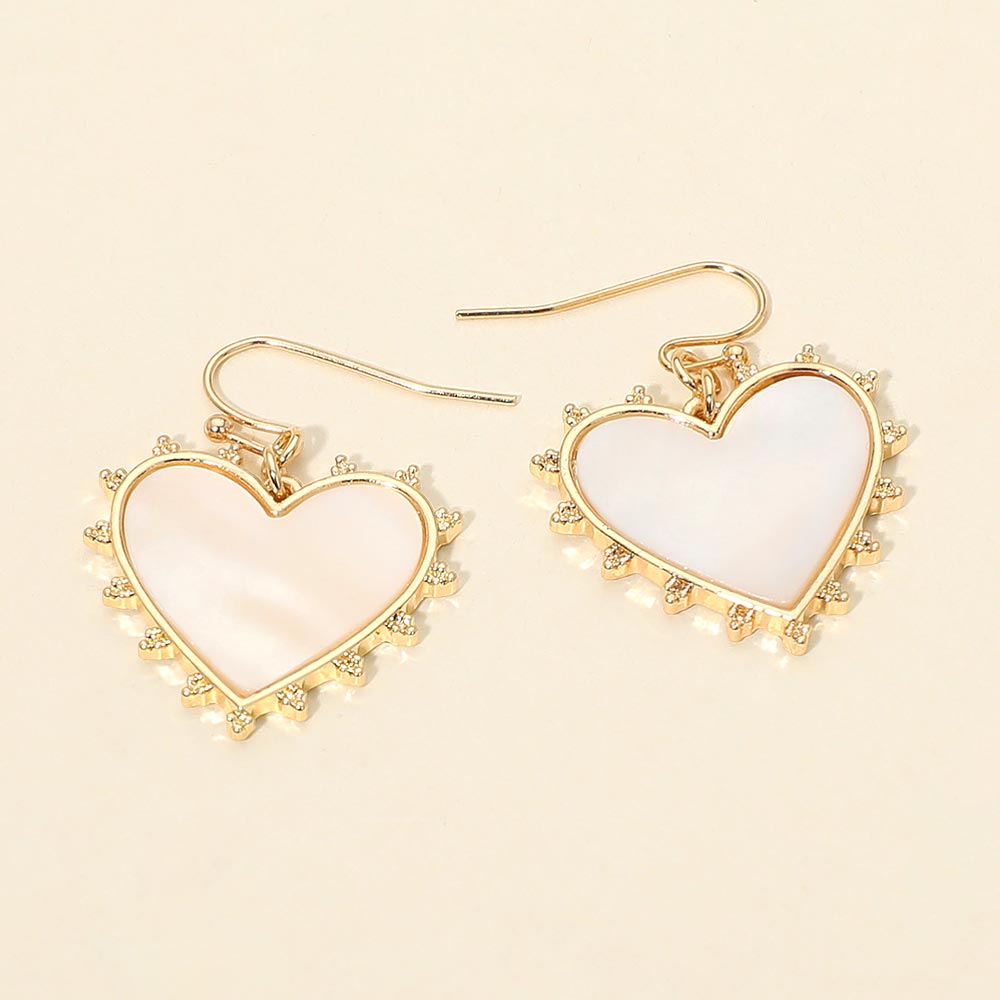 Mother of Pearl Heart Drop Earrings