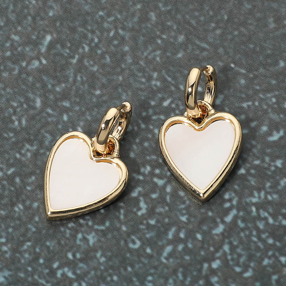 Heart Charm Drop Huggie Earrings