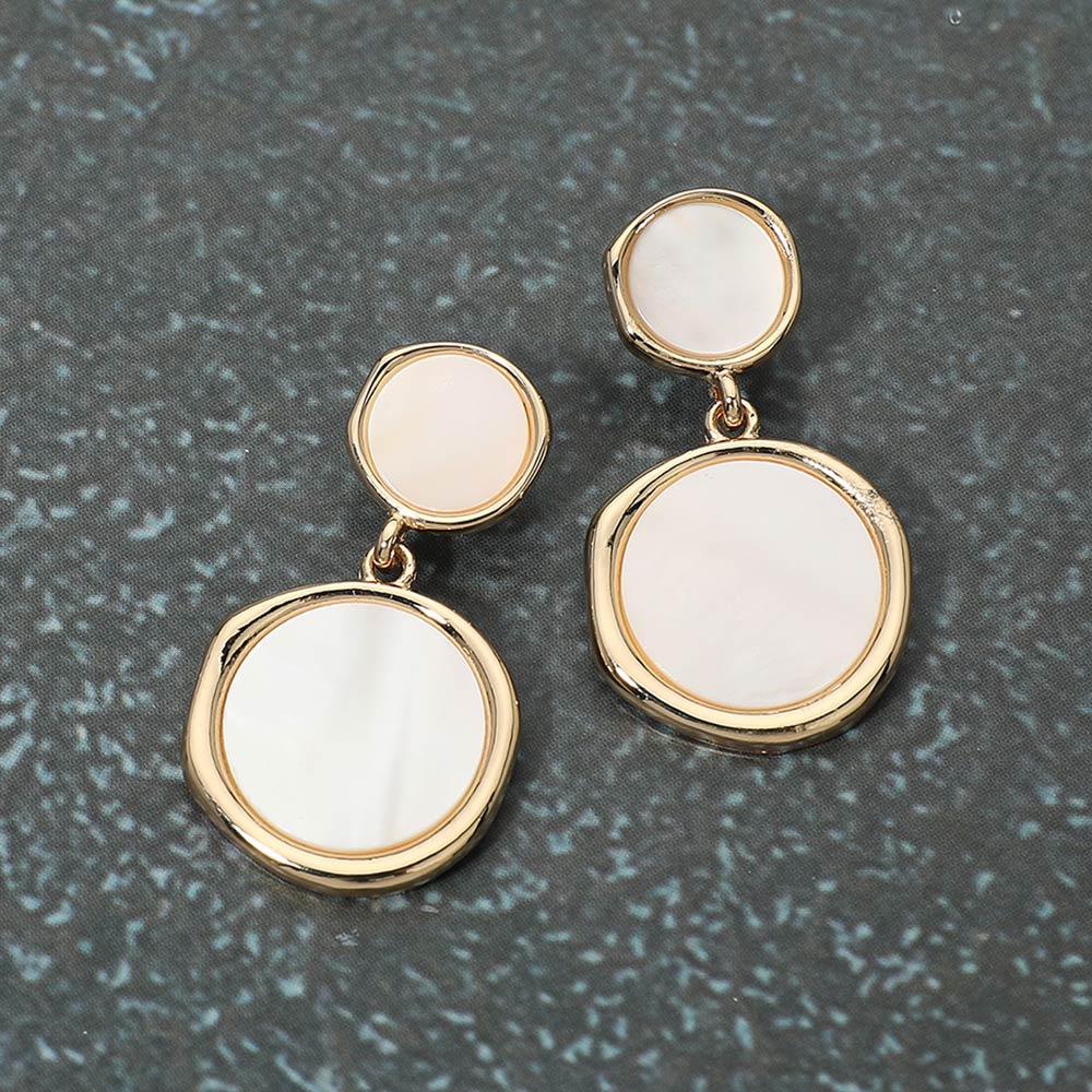 Double Disc Charm Drop Earrings