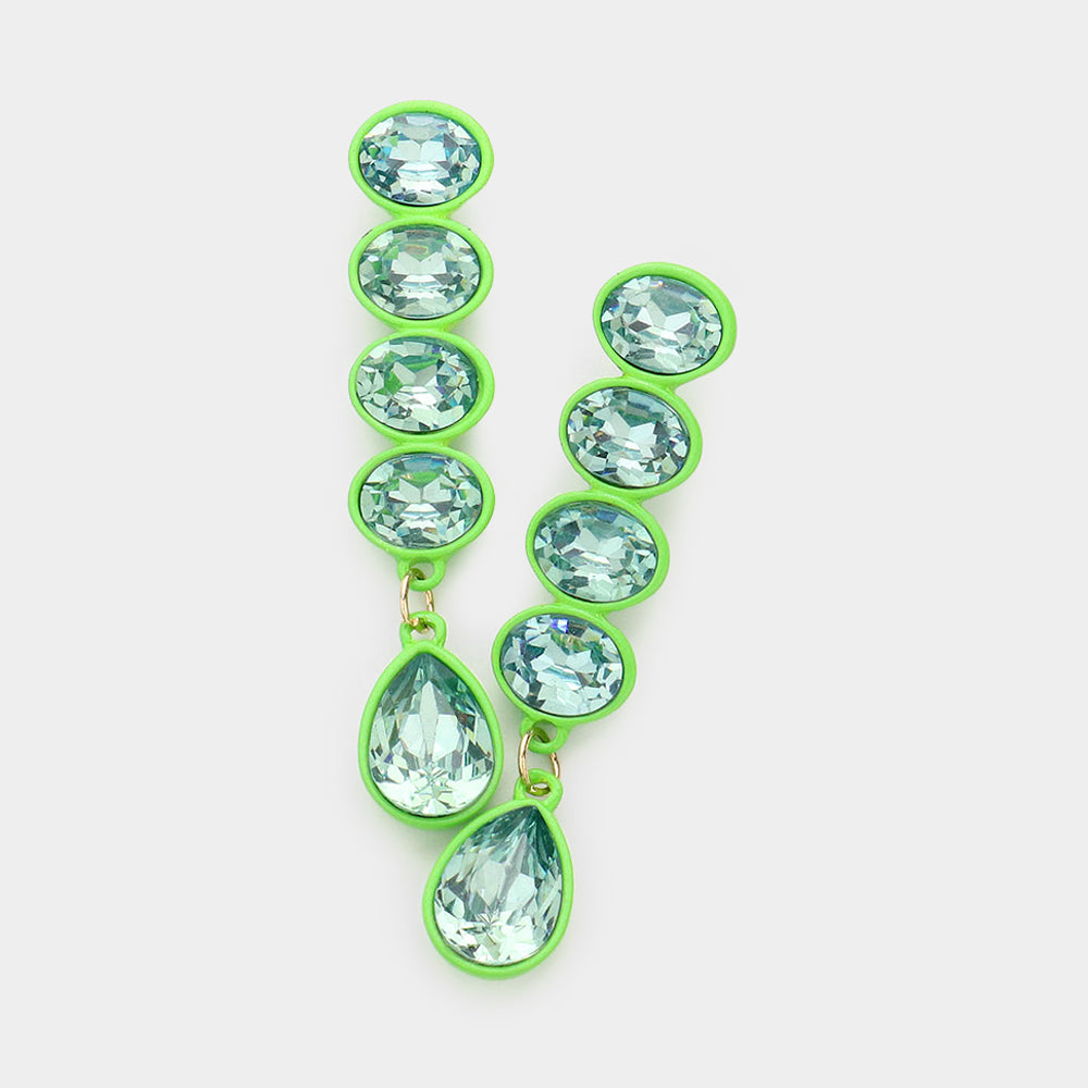 Oval Teardrop Crystal Drop Earrings