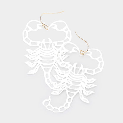 Brass Metal Cutout Scorpion Dangle Earrings