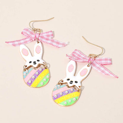 Easter Bunny Egg Bow Drop Earrings