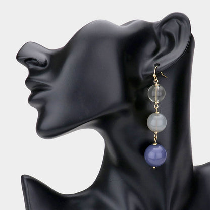 Triple Bead Ball Link Dangle Earrings