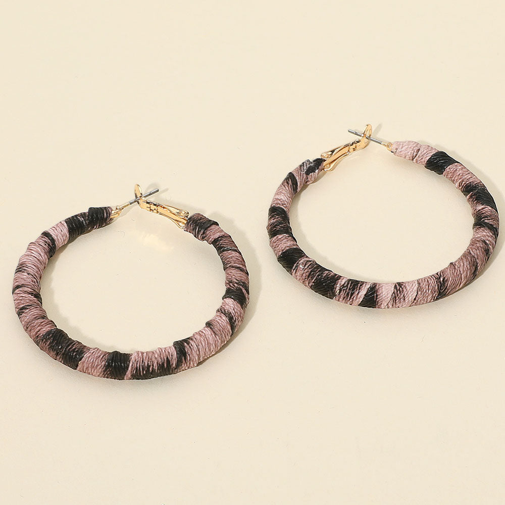 Leopard Fabric Wrapped Hoop Earrings