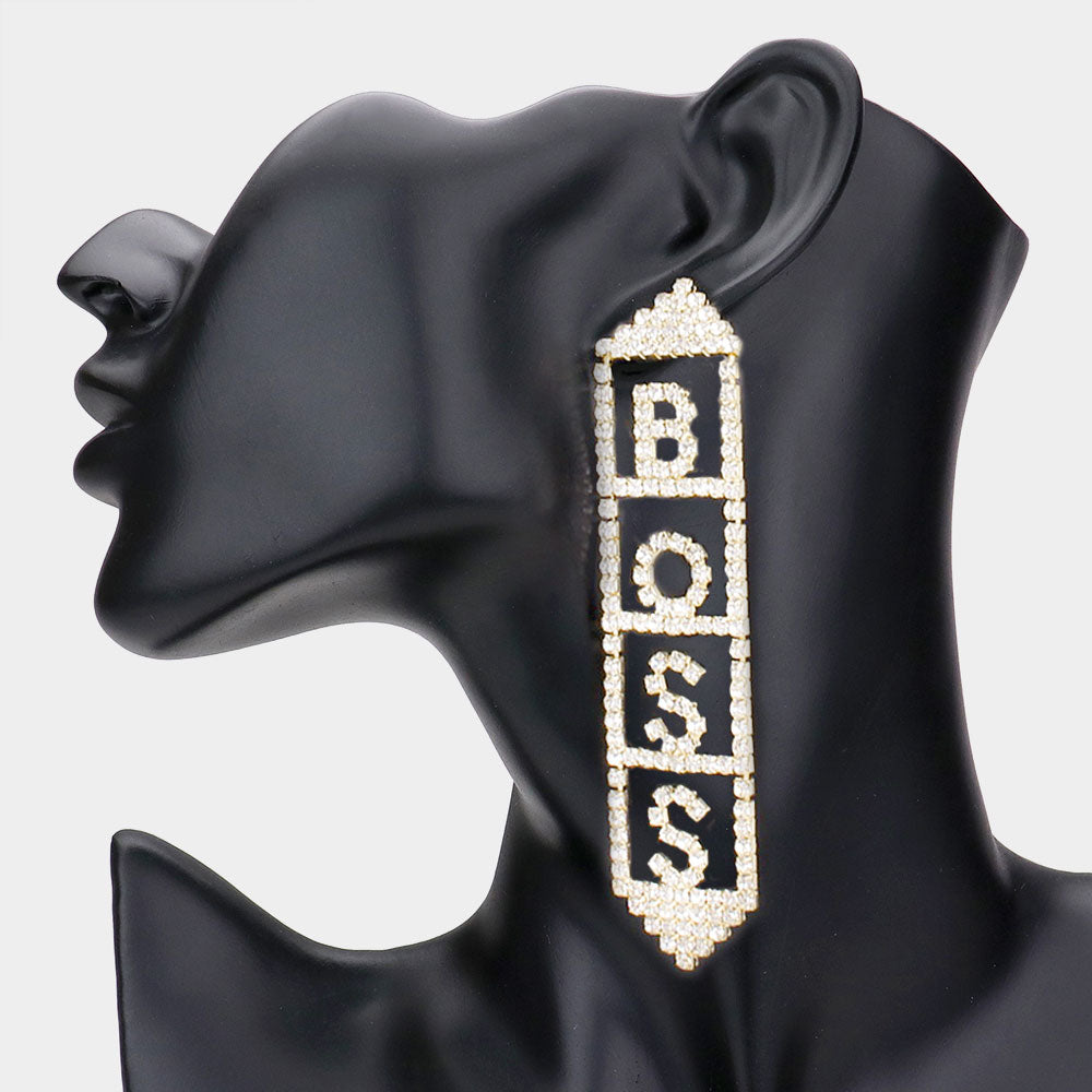 Pendientes BOSS con mensaje y pedrería