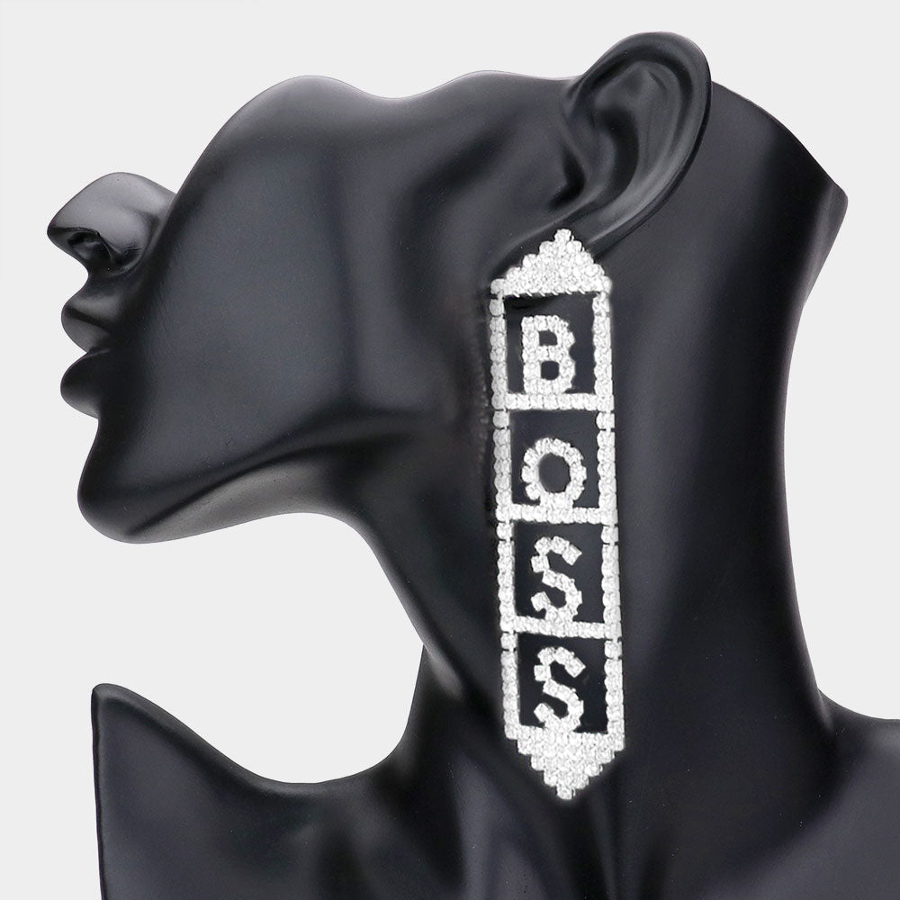 Pendientes BOSS con mensaje y pedrería