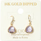 14K Gold Dipped Hypoallergenic Faceted Teardrop Stone Drop Earrings