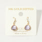 14K Gold Dipped Hypoallergenic Faceted Teardrop Stone Drop Earrings