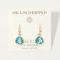14K Gold Dipped Hypoallergenic Faceted Teardrop Stone Drop Earrings