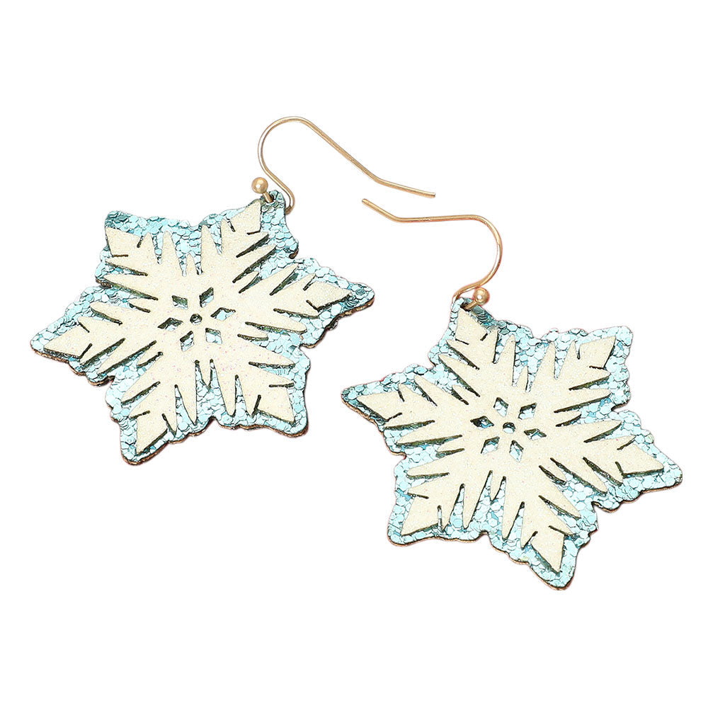 Glittered Snowflake Dangle Earrings