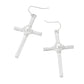 Pearl Accent Chunky Textured Cross Drop Dangle Earrings