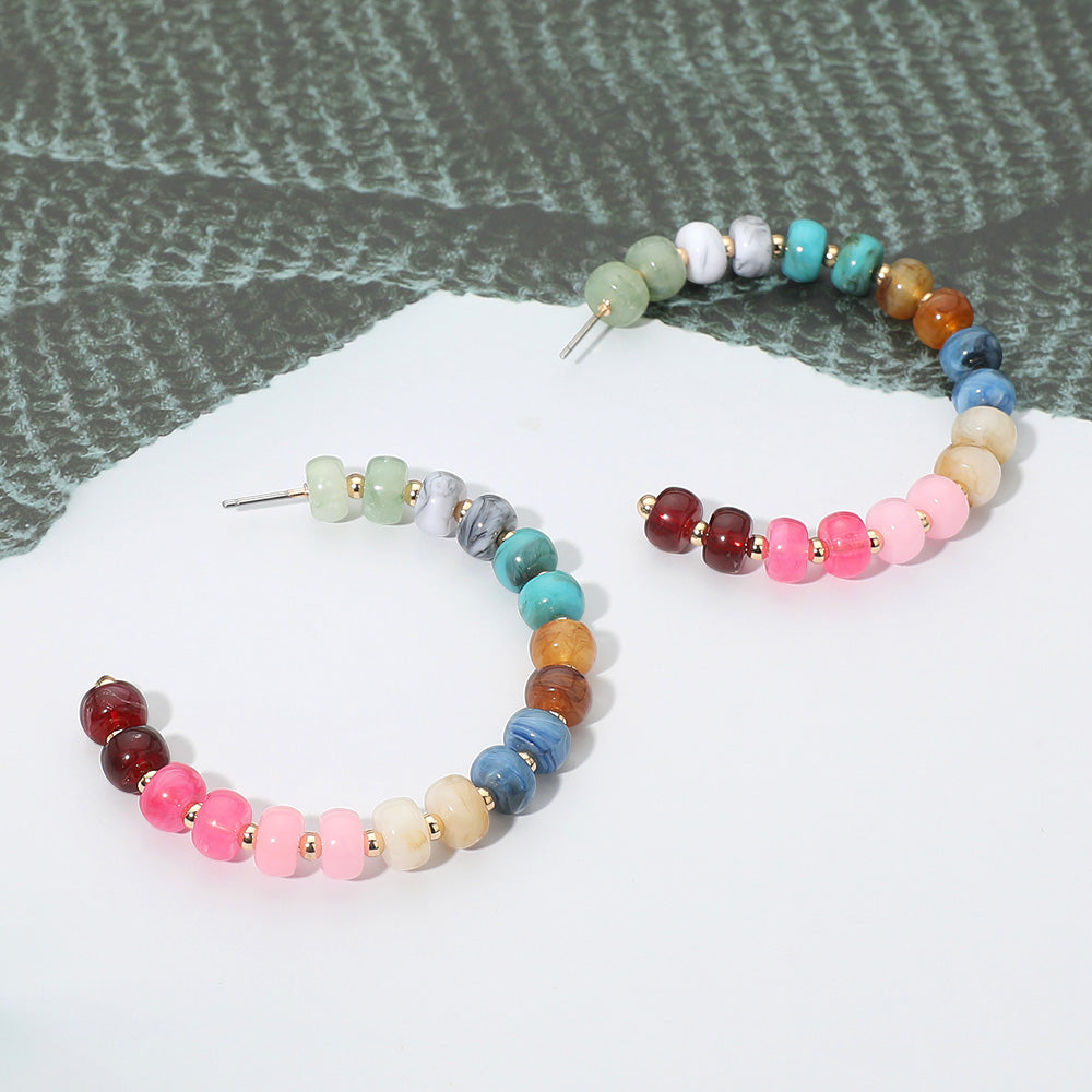 Gold Dipped Hypoallergenic Bold Beaded Hoop Earrings