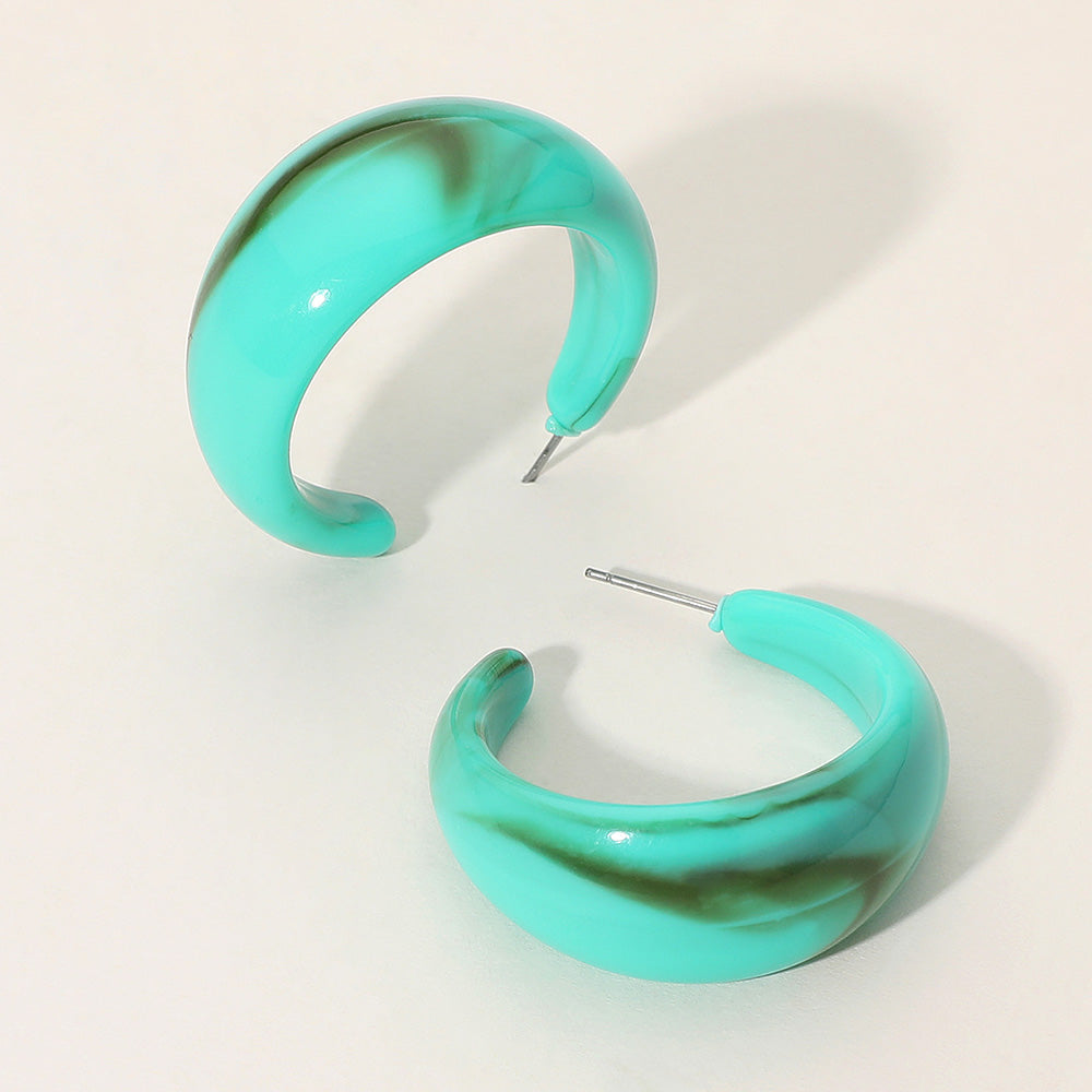 Chunky Marbled Resin Hoop Earrings