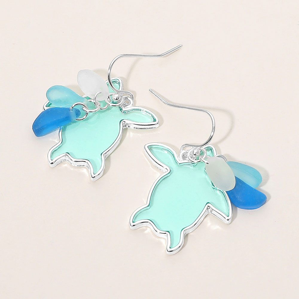 Sea Glass Sea Turtle Dangle Earrings