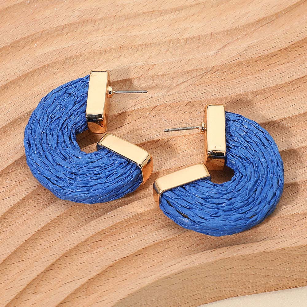 Raffia Wrapped Hoop Earrings
