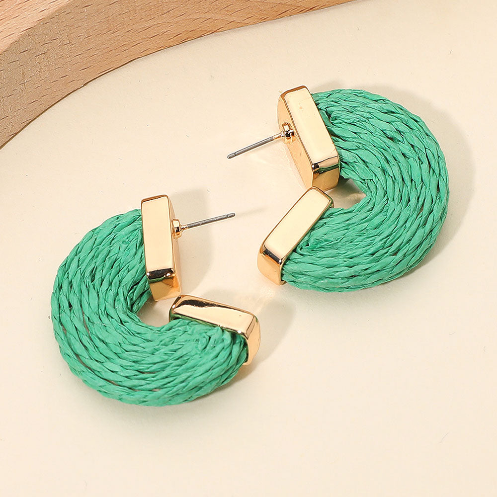 Raffia Wrapped Hoop Earrings