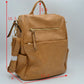 Structured Multi-Pocket Backpack with Metallic Zippers