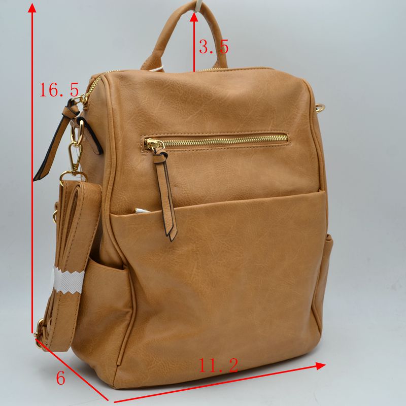 Structured Multi-Pocket Backpack with Metallic Zippers