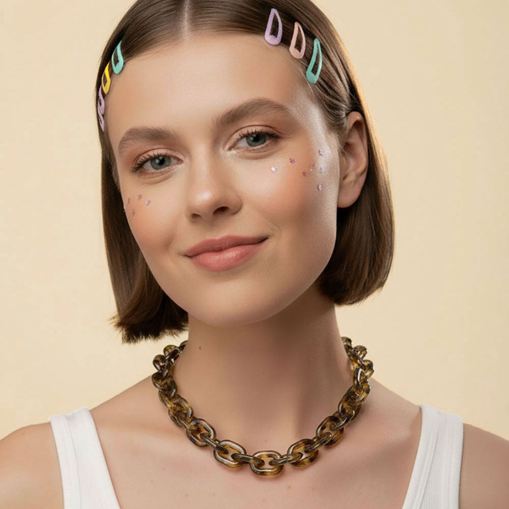 Women's Chunky Resin Chain Link Statement Necklace