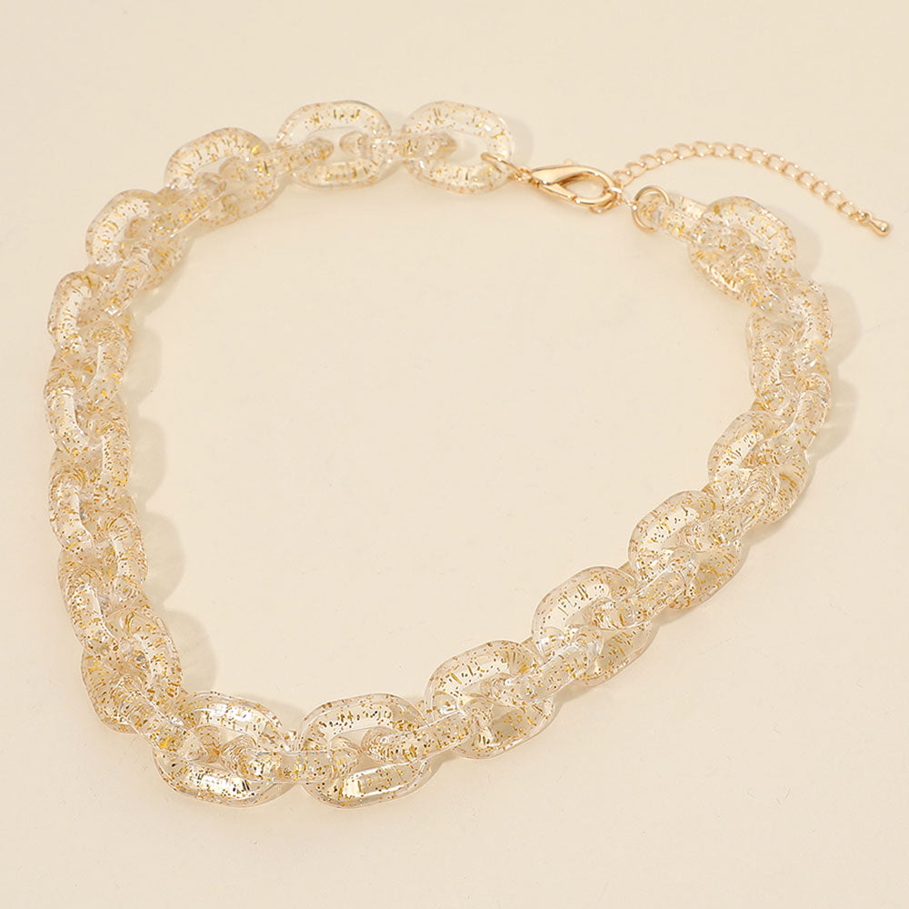 Women's Chunky Resin Chain Link Statement Necklace