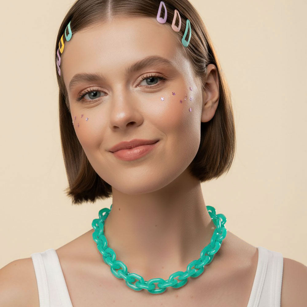 Women's Chunky Resin Chain Link Statement Necklace