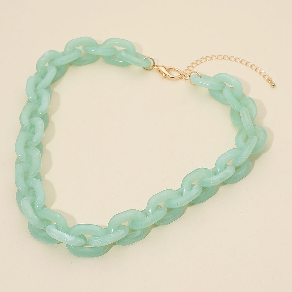 Women's Chunky Resin Chain Link Statement Necklace
