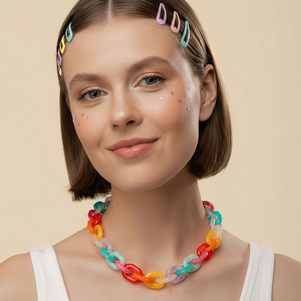 Women's Chunky Resin Chain Link Statement Necklace
