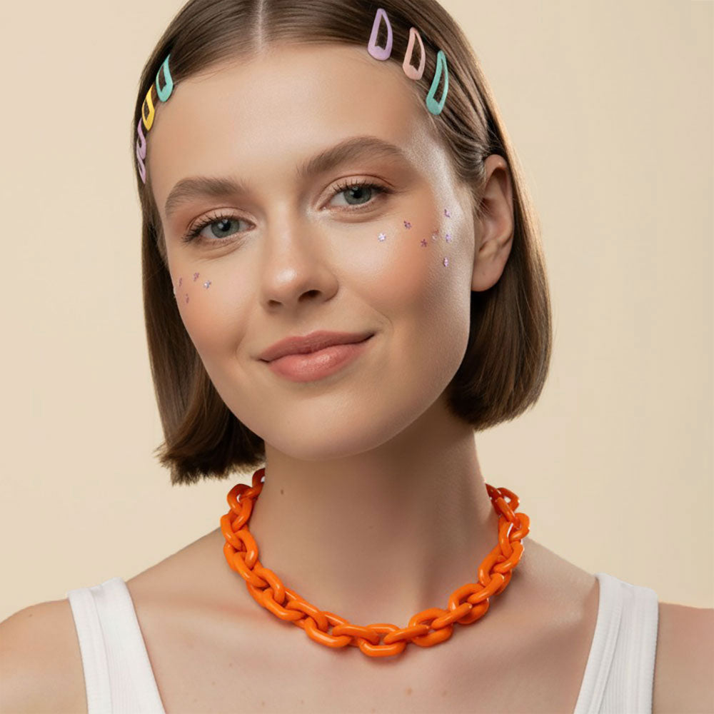 Women's Chunky Resin Chain Link Statement Necklace