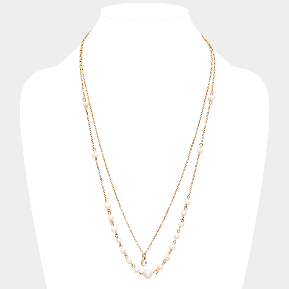 Double Layer Crystal Pearl Necklace