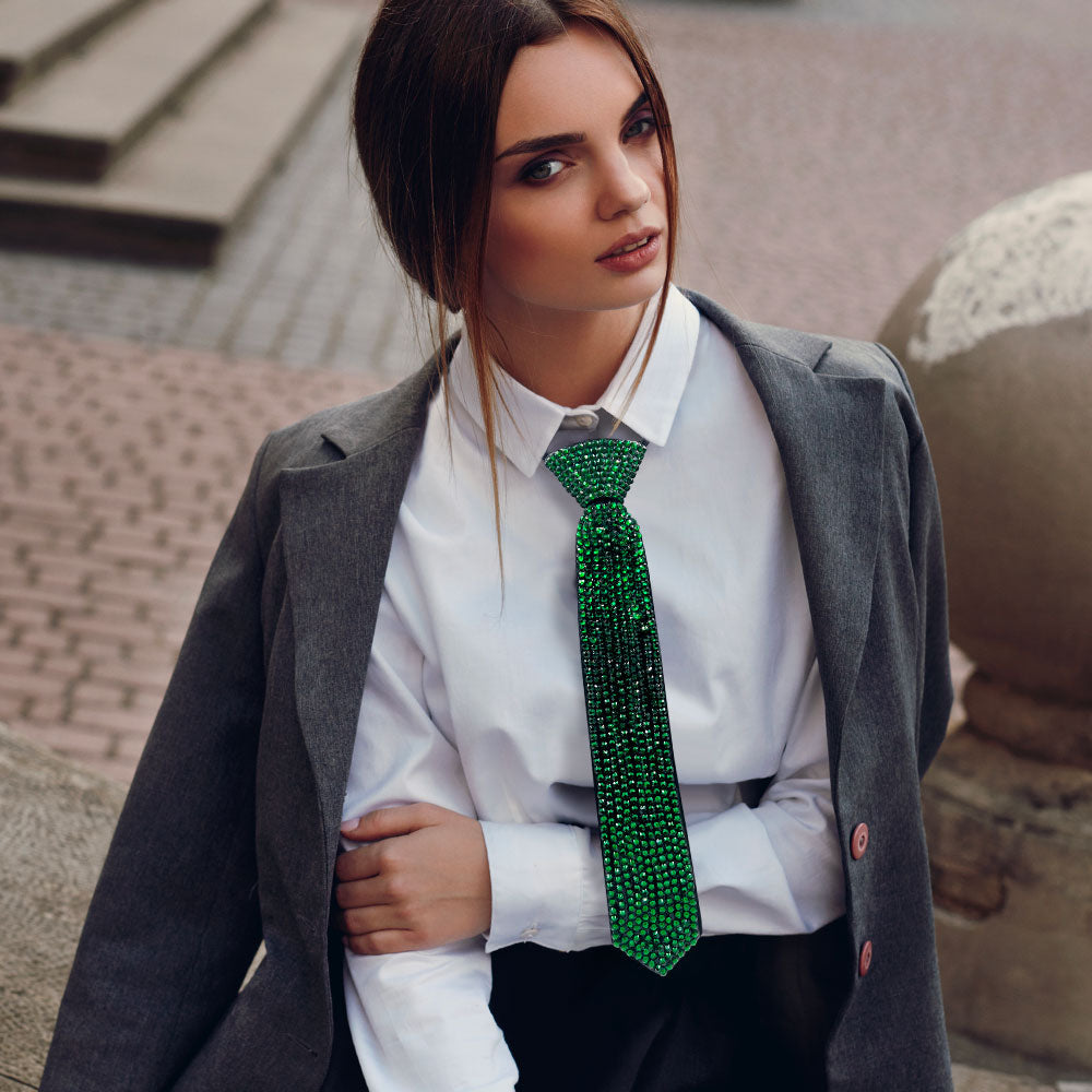 Bling Studded Statement Tie Necklace