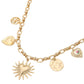 Vintage Inspired Heart Flower Charm Station Necklace