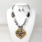 Abstract Resin Pendant Accent Chunky Statement Necklace
