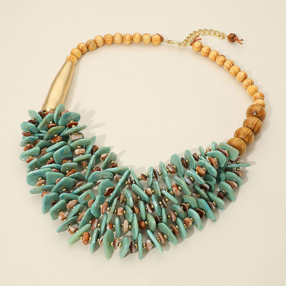 Bold Layered Beaded Statement Necklace