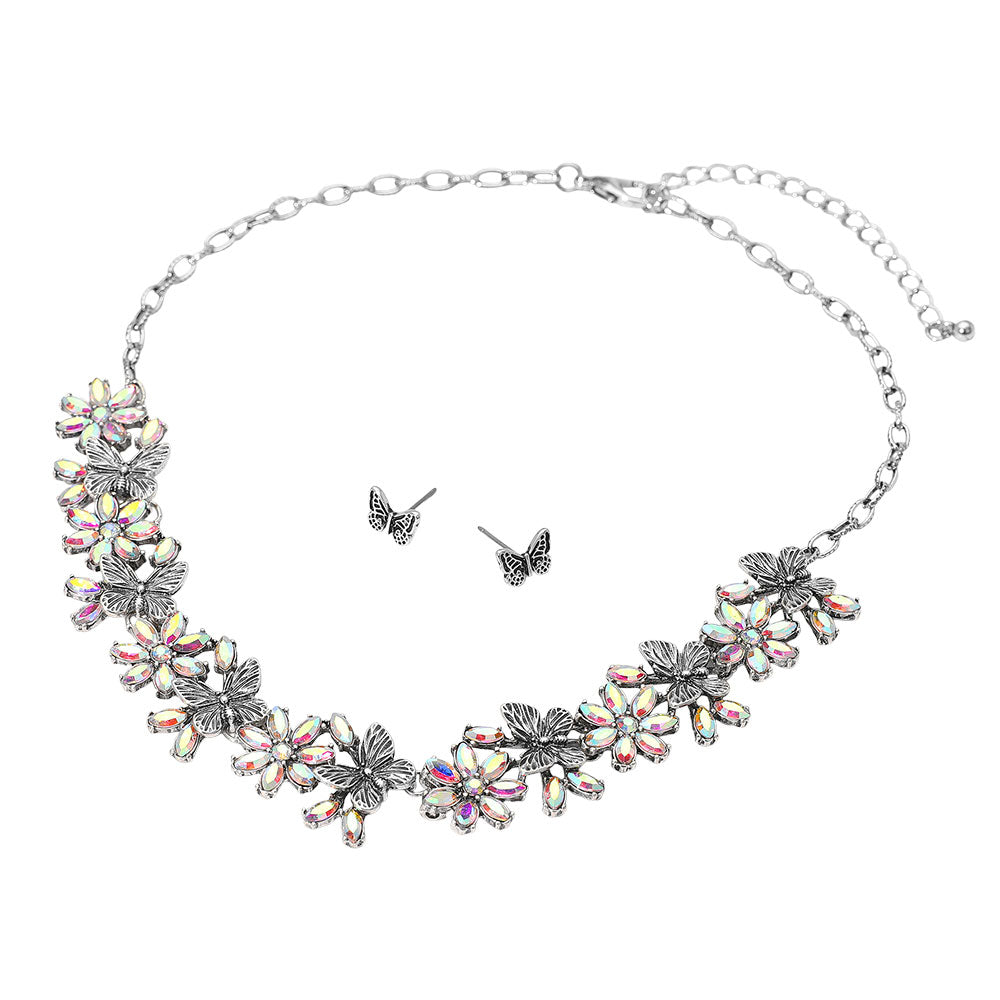 Boho Floral Butterfly Link Necklace