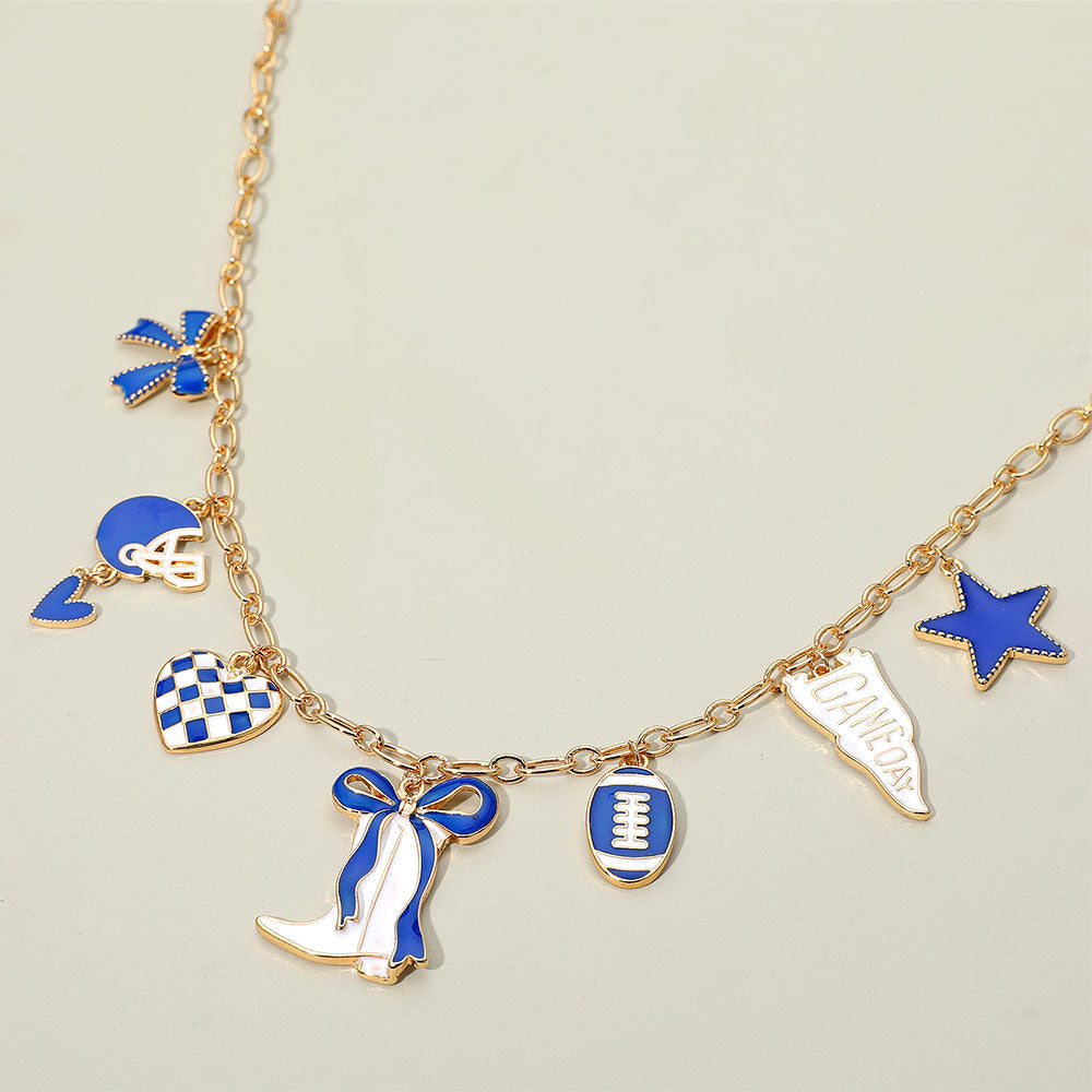 Game Day Football Theme Charm Station Necklace