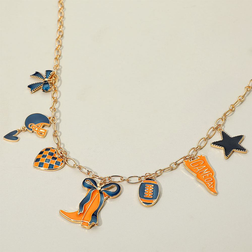 Game Day Football Theme Charm Station Necklace