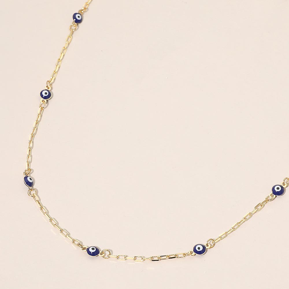 Evil Eye Bead Station Chain Necklace