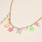 Easter Bunny Chick Flower Pearl Heart Charm Station Necklace