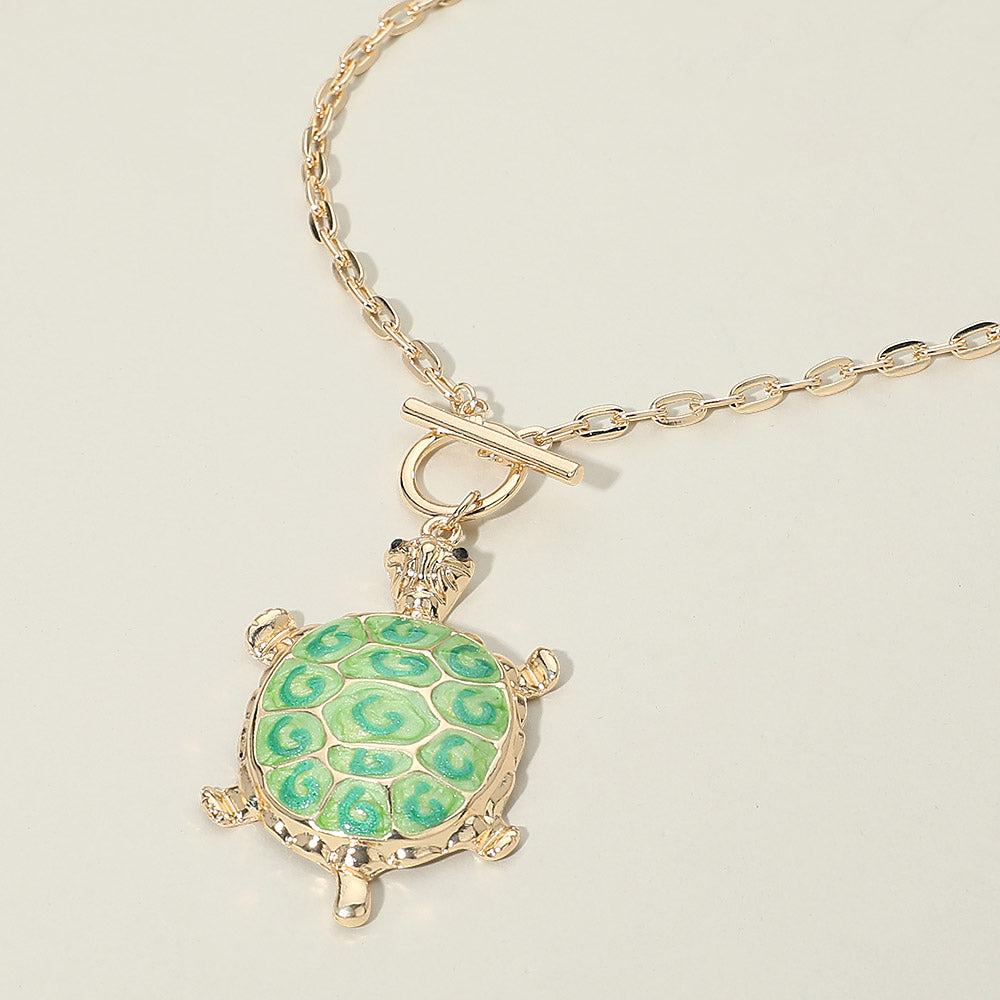 Women's Sea Turtle Pendant Toggle Statement Necklace