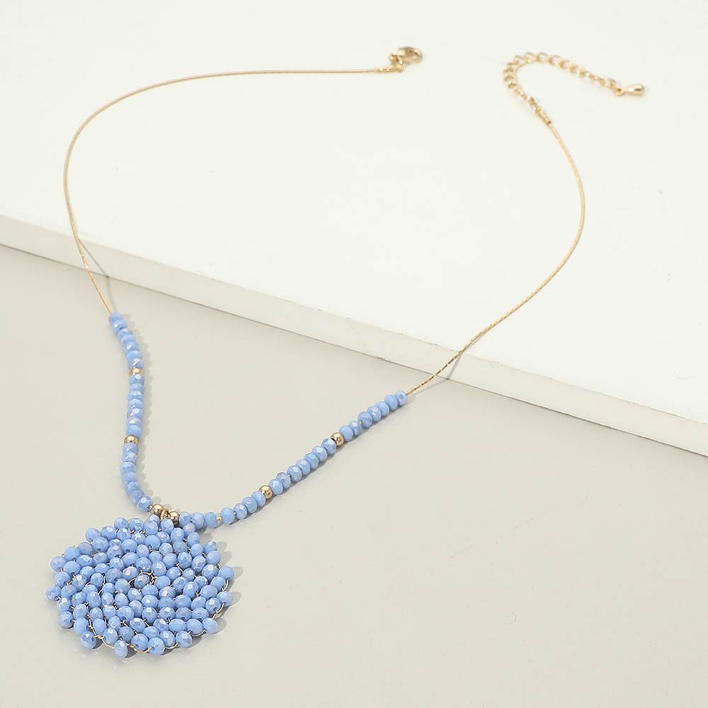 Round Beaded Pendant Statement Necklace