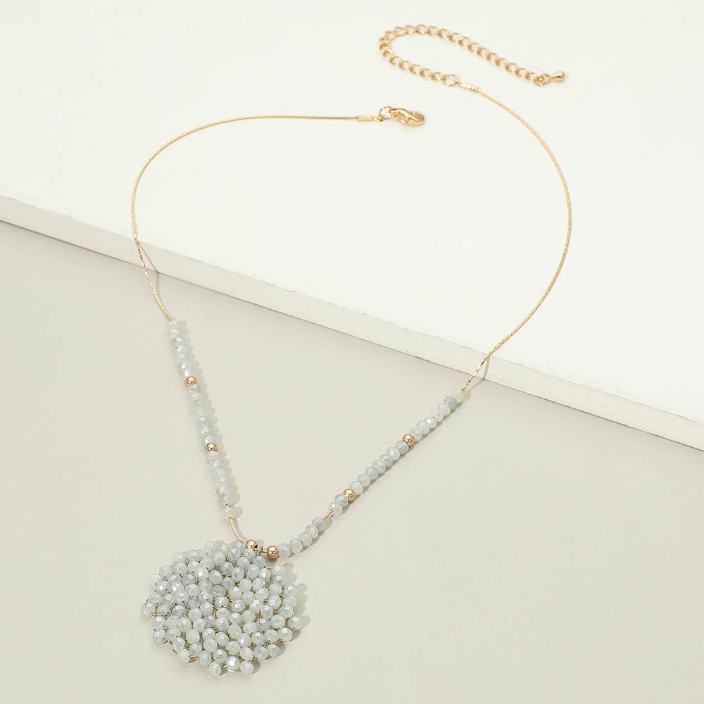 Round Beaded Pendant Statement Necklace