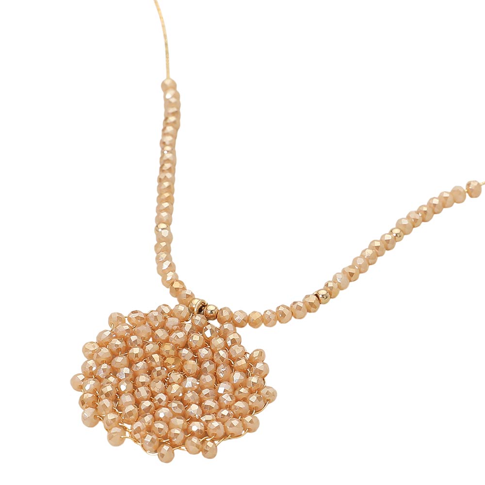 Round Beaded Pendant Statement Necklace