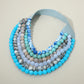 Multi Strand Marbled Ball Beaded Faux Leather Magnetic Necklace