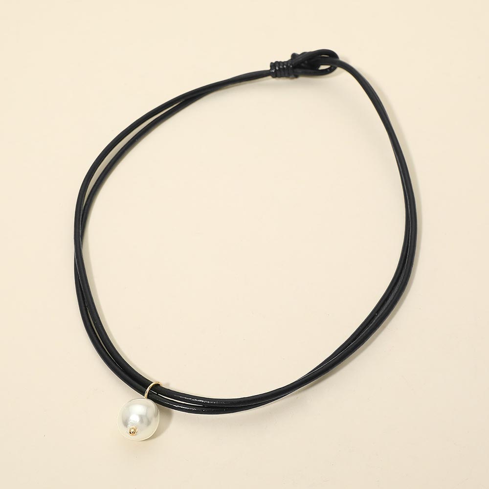 Pearl Charm Accent Adjustable Cord Necklace