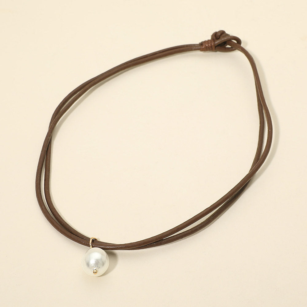 Pearl Charm Accent Adjustable Cord Necklace