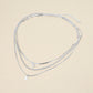 White Gold Dipped Teardrop Stone Bezel Pendant Accent Mixed Chain Layered Necklace