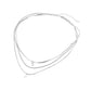 White Gold Dipped Teardrop Stone Bezel Pendant Accent Mixed Chain Layered Necklace