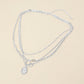 White Gold Dipped Oval Sunburst Charm Accent Mixed Chain Layered Necklace