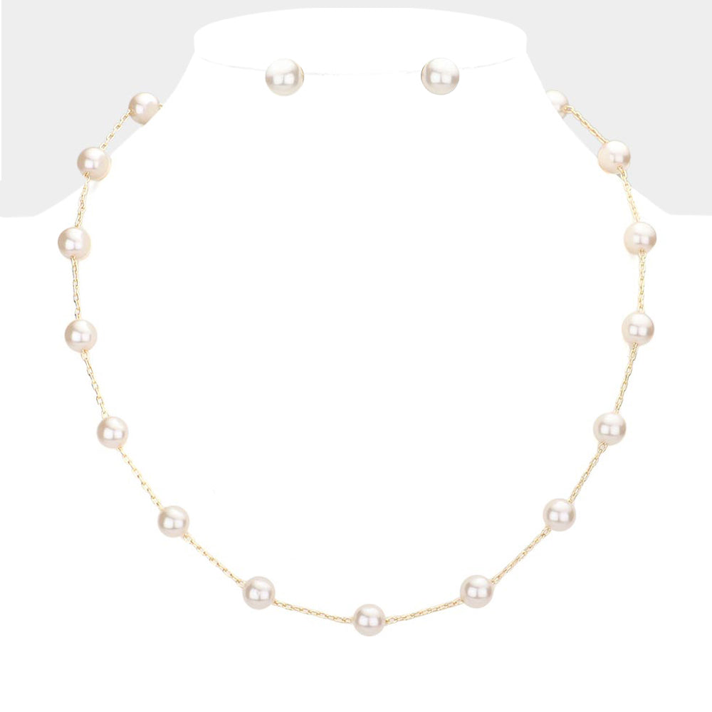 Pearl Ball Station Necklace