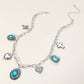 Antique Metal Oval Teardrop Rectangle Stone Cluster Metal Heart Cross Charm Station Necklace